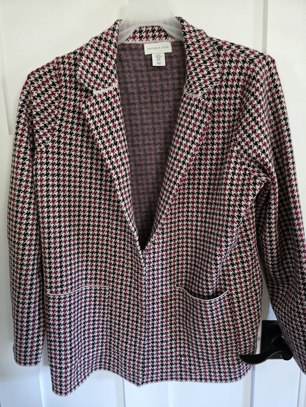 Sincerely Jules Houndstooth Open-Front Knit Blazer